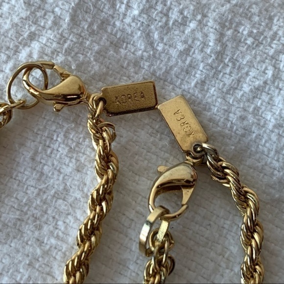 Gold tone twisted rope design Korea made matching bracelet necklace set - Picture 7 of 8